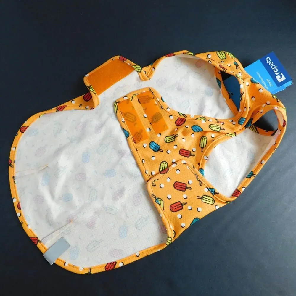 RC Pets Zephyr Cooling Vest Small Orange Popsicles Dog, Reflector Tab NEW NWT